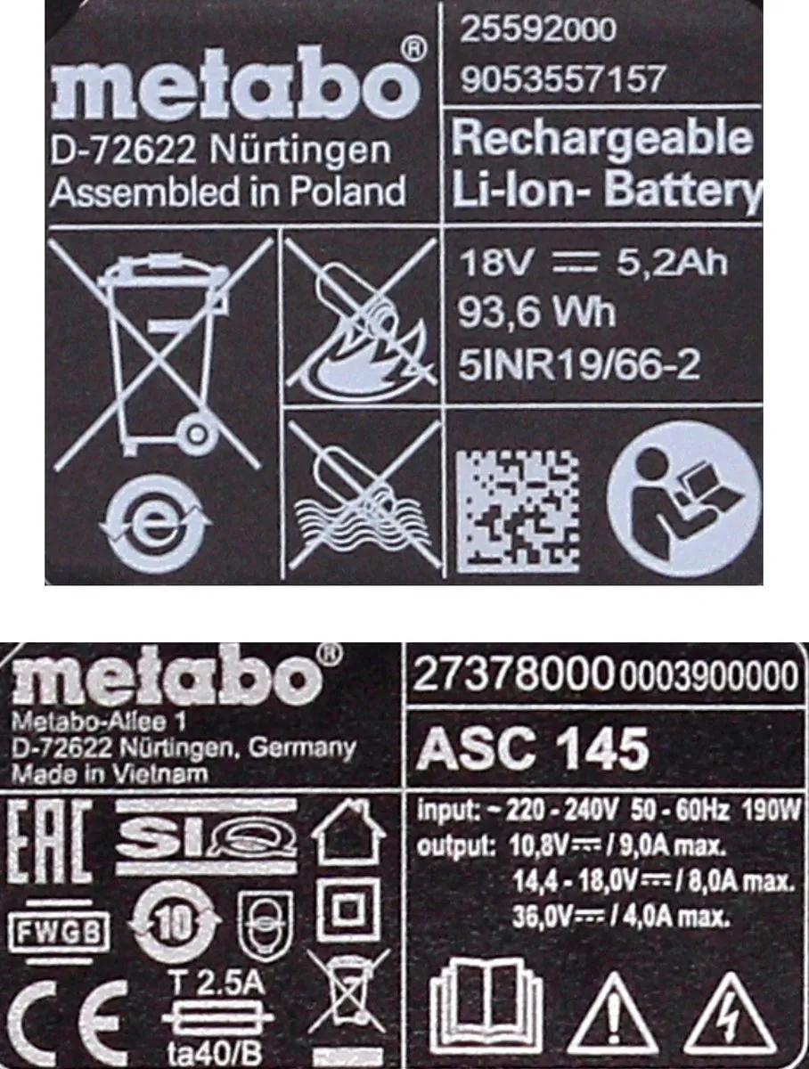 Metabo 685065000 18V Li-Ion Accu Starterset - 2x 5.2Ah - Inclusief Lader