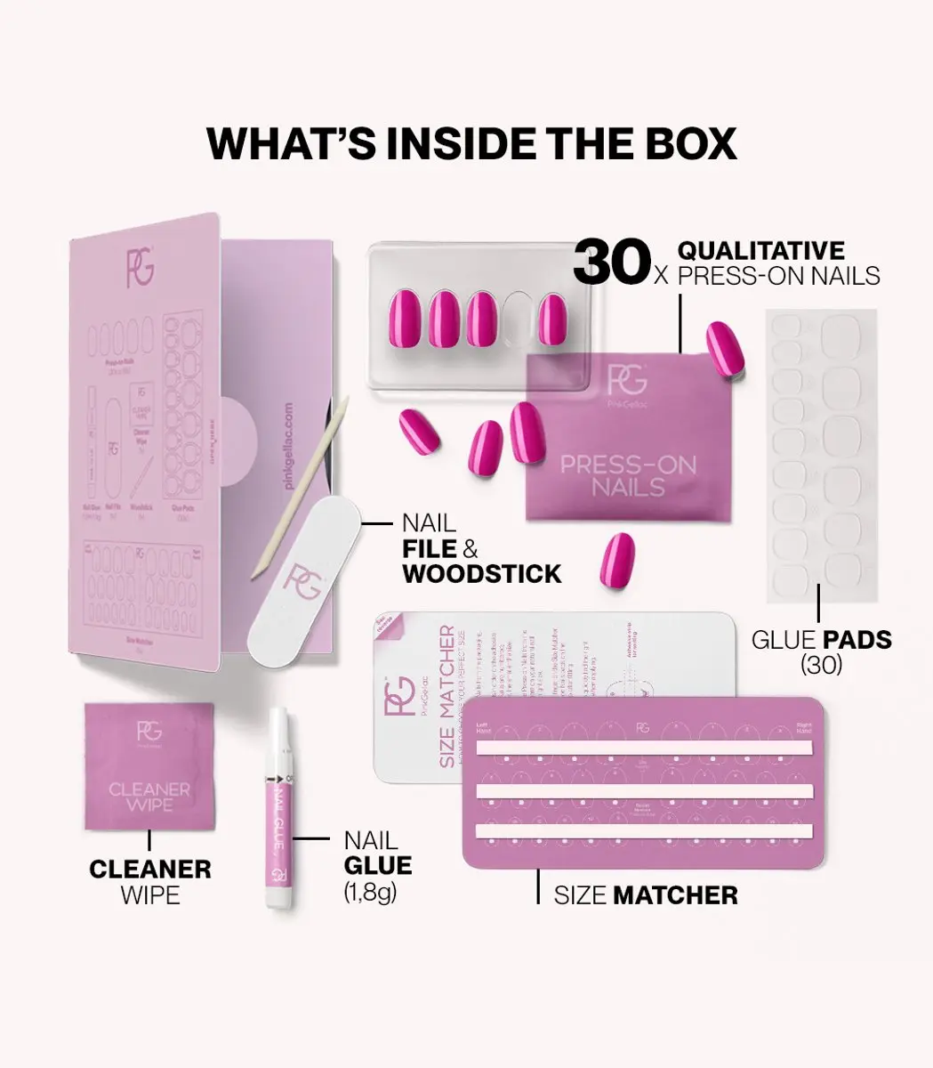 Pink Gellac Press On Nagels 368 Intense Plum - 30 Stuks
