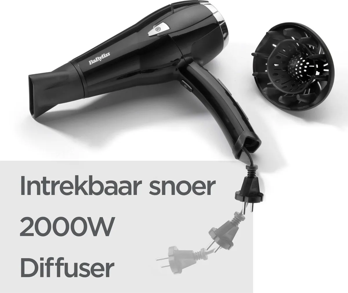 BaByliss Cordkeeper 2000 D374DE Föhn - 2000W - Ionisch - Zwart