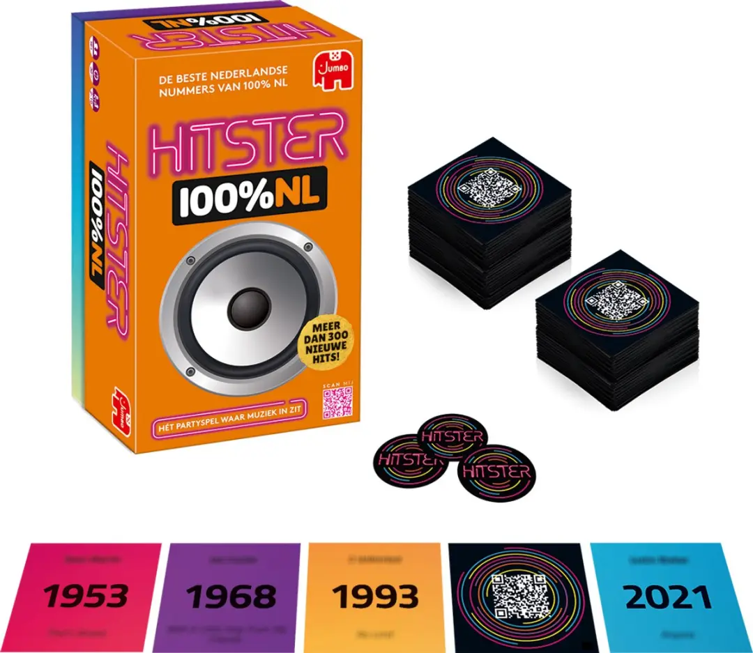 Hitster 1110100473 Partyspel - 300+ Kaarten - 2-12 Spelers