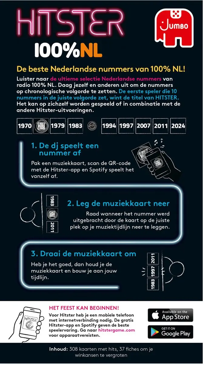 Hitster 1110100473 Partyspel - 300+ Kaarten - 2-12 Spelers