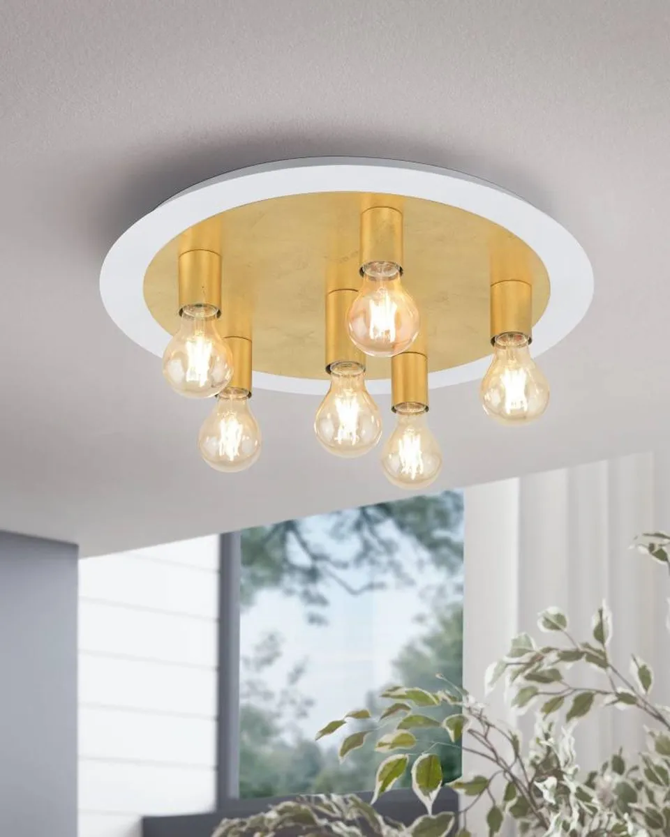 Eglo Passano Plafondlamp E27 - 3 Lichtpunten 45cm - Wit/Goud