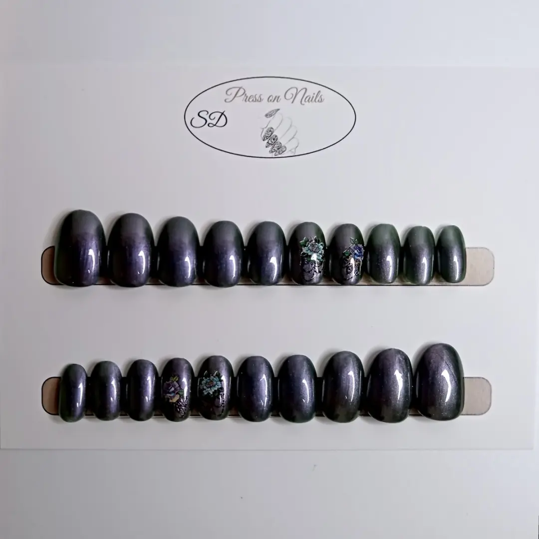 SD Press on Nails B94 Plaknagels - 20 Stuks - Paarsgroen