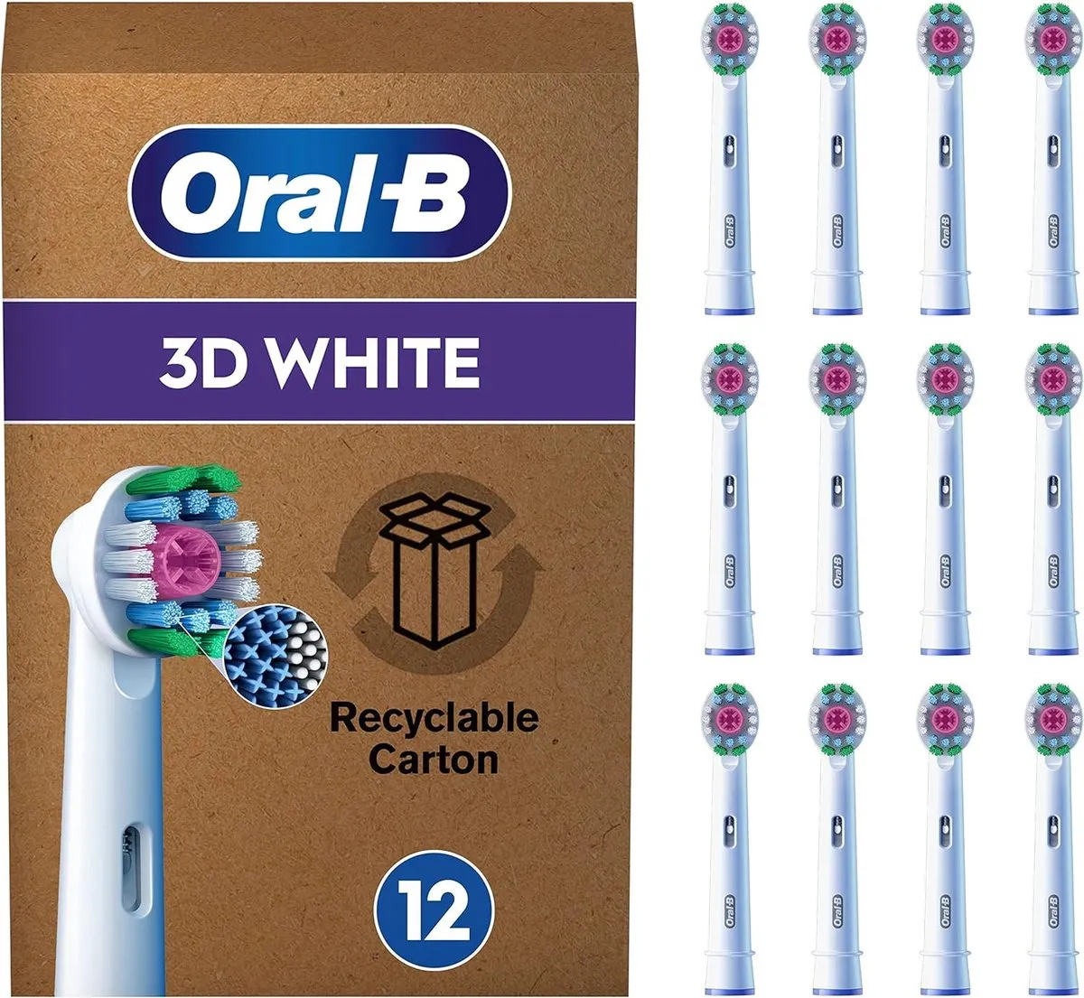 Oral-B 3D White Pro Opzetborstels - 12 Stuks