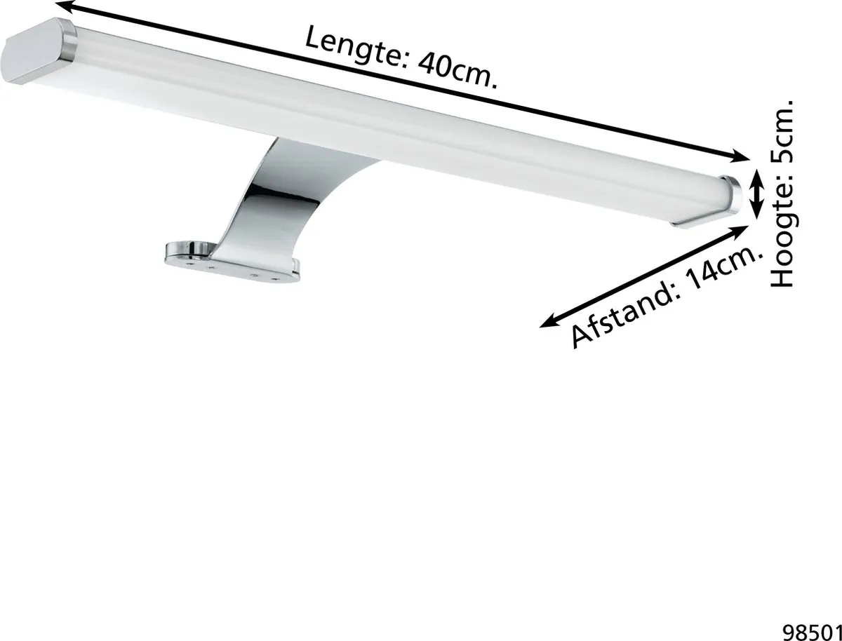 Eglo Vinchio LED Spiegelverlichting 9W - 900lm - Wit/Chroom