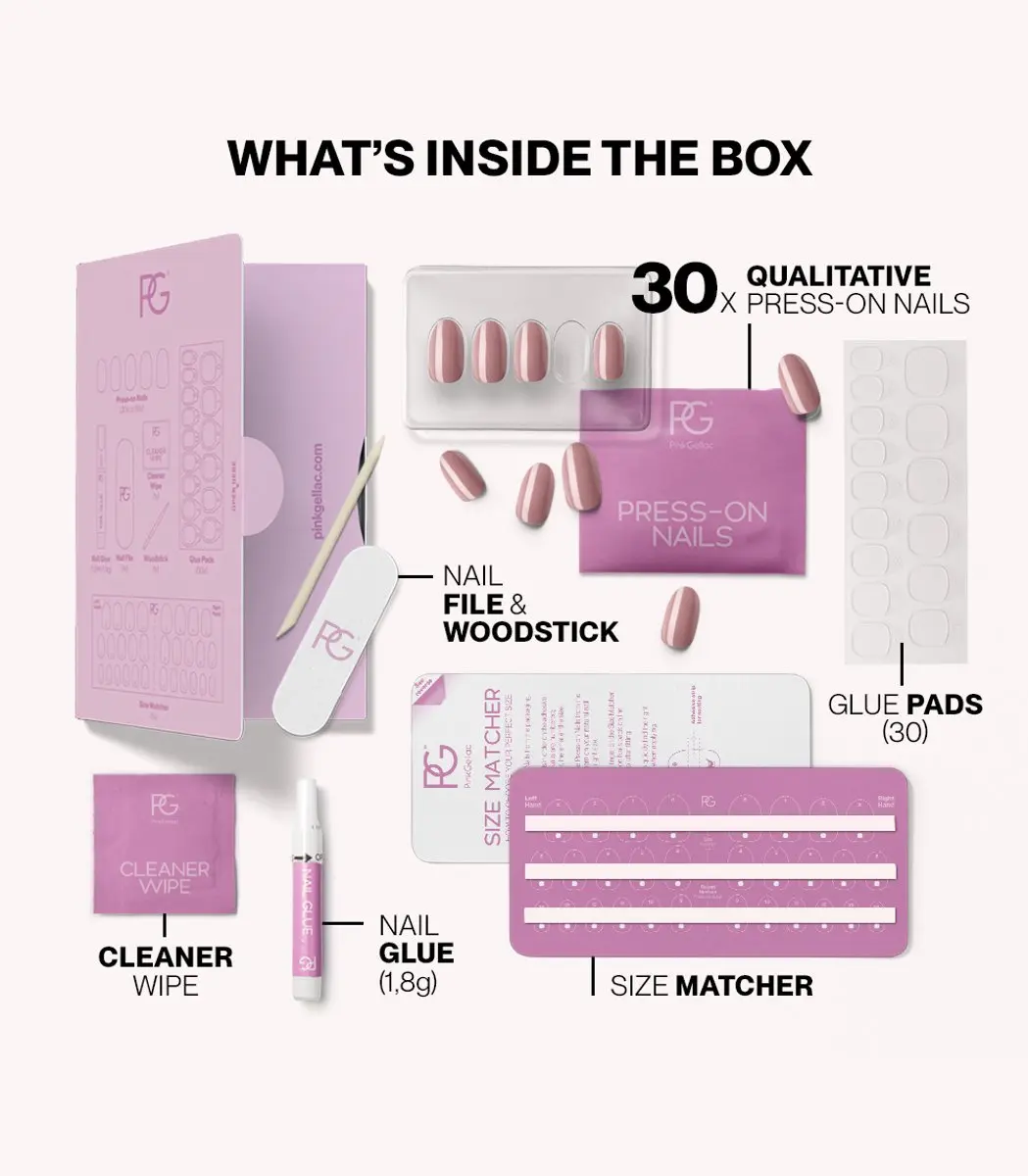Pink Gellac Press On Nails 305 Pearly Nude - 30 Stuks