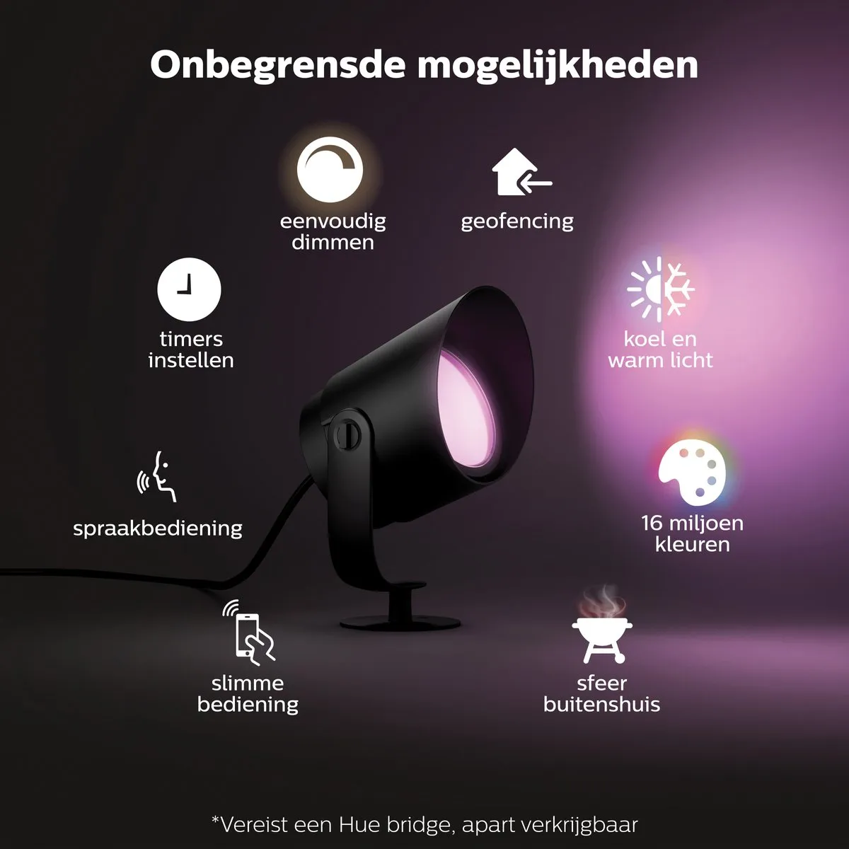 Philips Hue Lily XL Tuinspot - Multicolor - Zwart - afbeelding 6 van 6