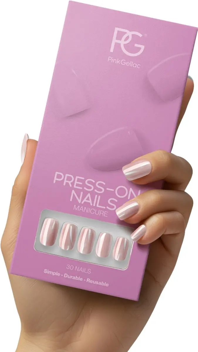 Pink Gellac 2003 Dreamy Chrome Press On Nagels