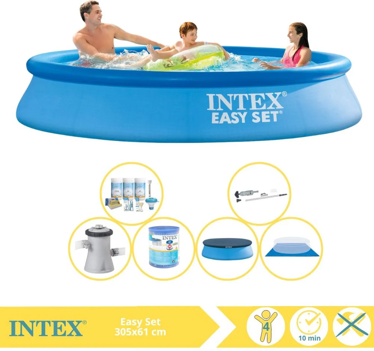 Intex Easy Set 28116NP Opblaaszwembad 305x61cm - Blauw - 3077L