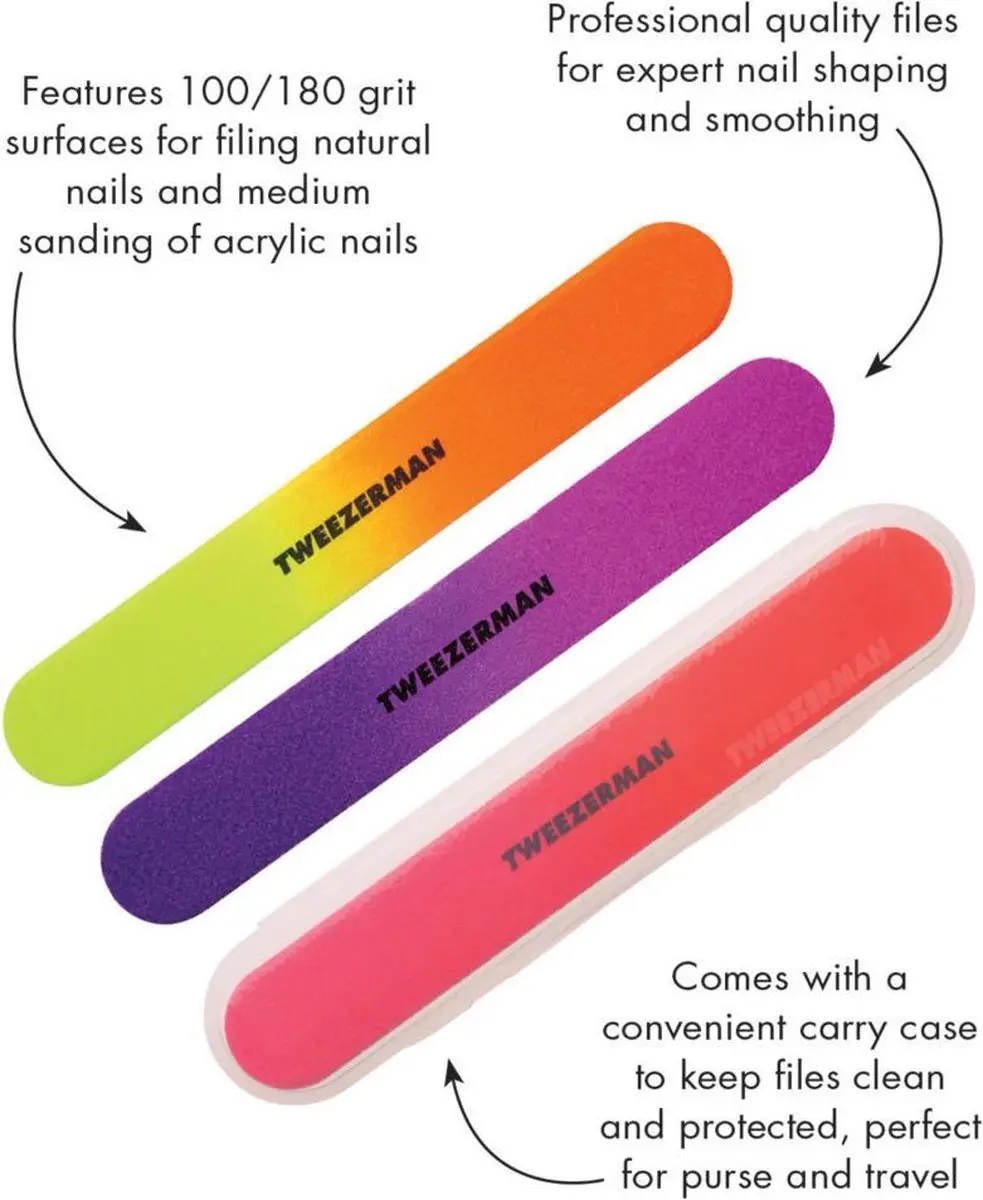 Tweezerman Neon Vijlen - 3 Stuks - Multi Kleur - afbeelding 6 van 6
