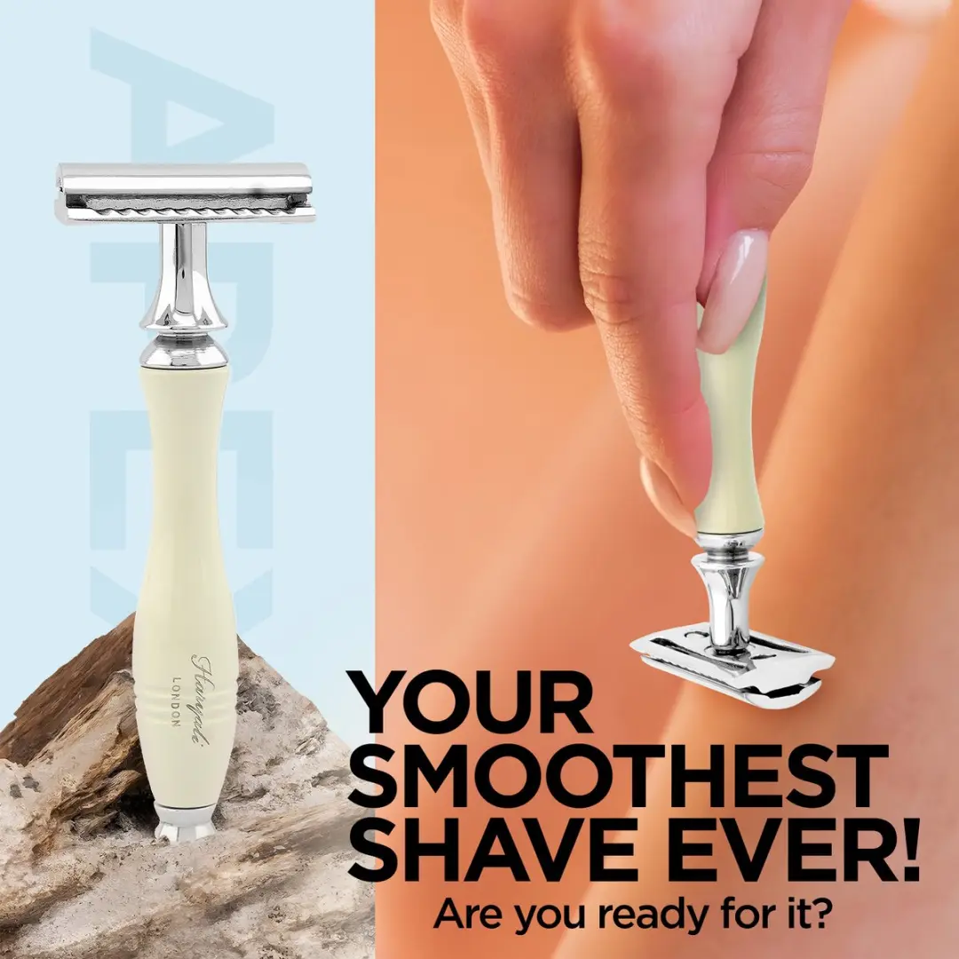 Haryali London Double Edge Safety Razor - Gegroefde grip - 5 Stuks - Gebroken wit - afbeelding 6 van 6