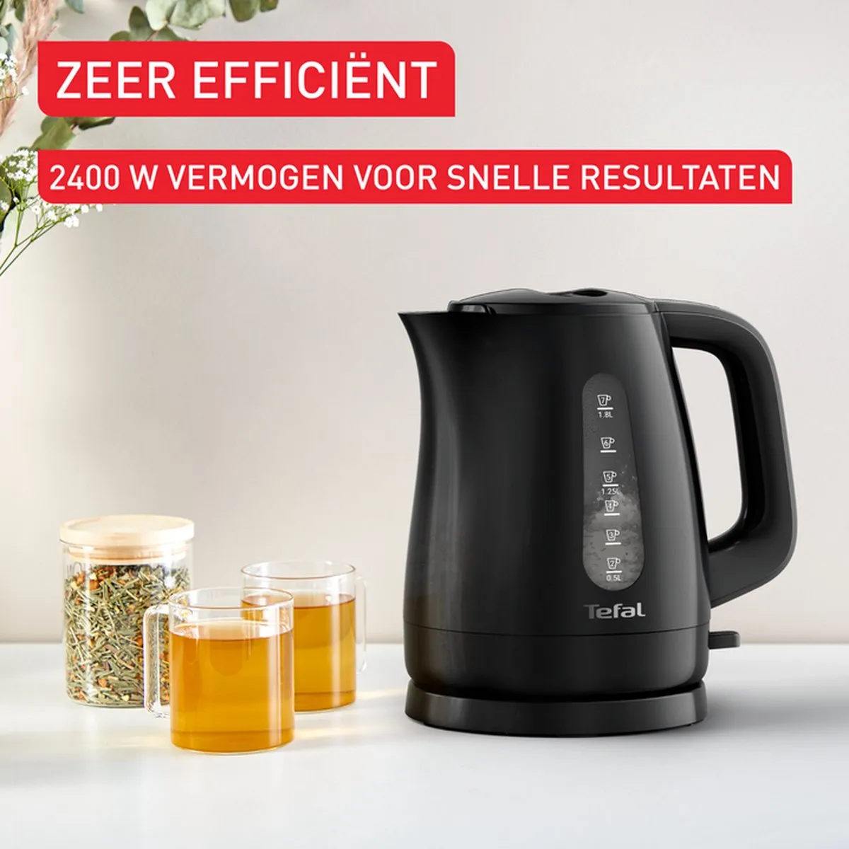 Tefal Essential KO17D8F1 Elektrische Waterkoker 2000W - 1.8L - Zwart