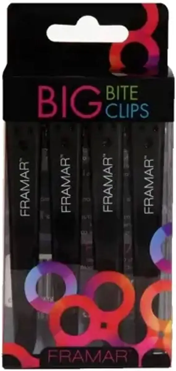 Framar Big Bite Haarclips - Zwart - 4 Stuks
