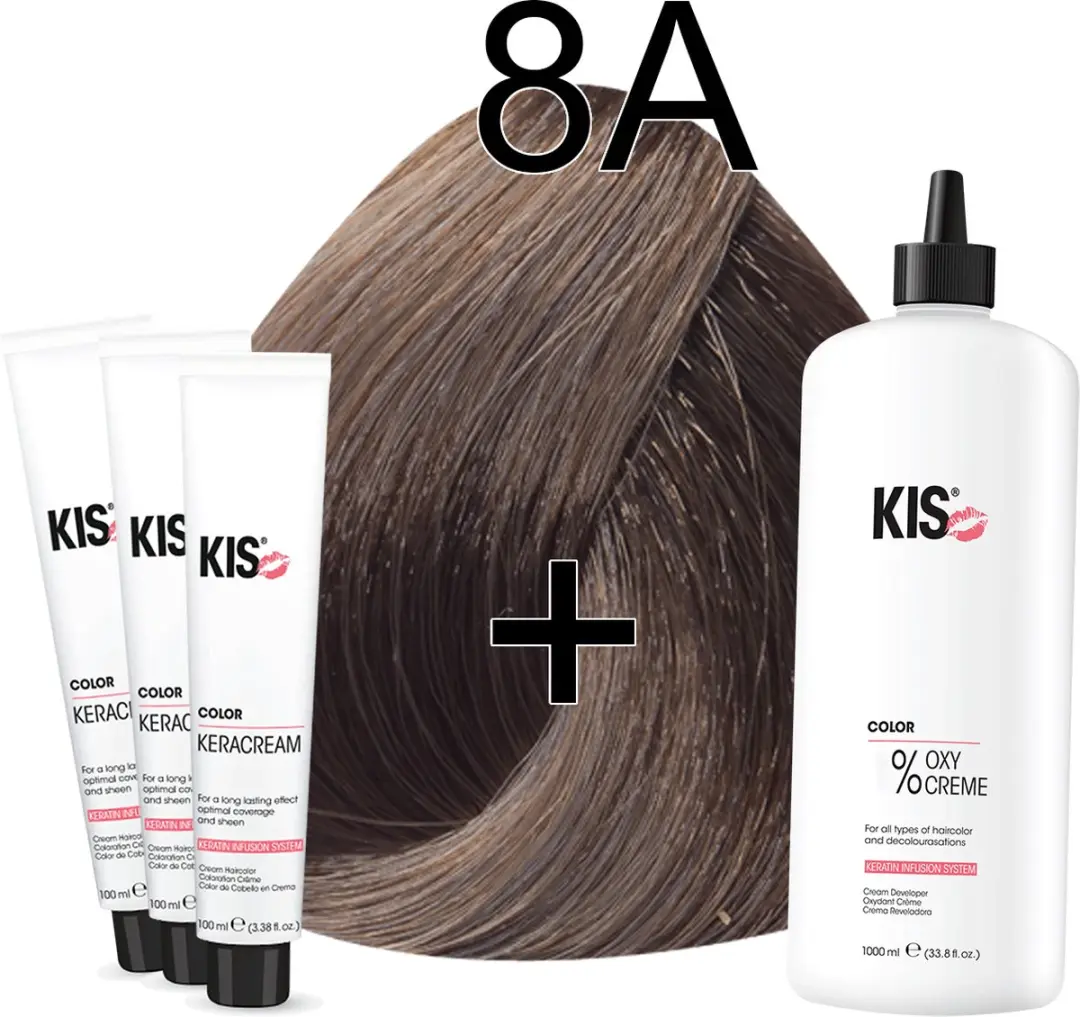 KIS KeraCream Color Licht Asblond Haarverfset 100ml