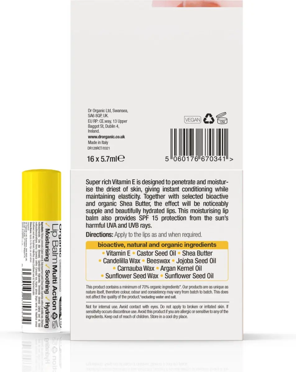 Dr. Organic Vitamine E Lipbalsem 5.7ml - 16 Stuks
