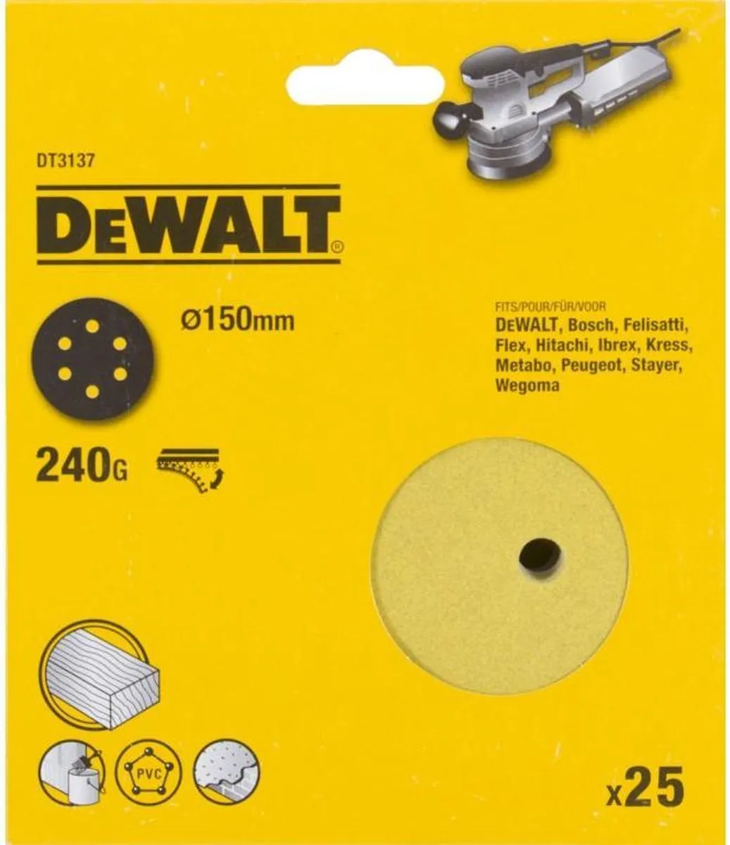 DeWalt DT3137 P240 Schuurschijf 150mm - 25 Stuks