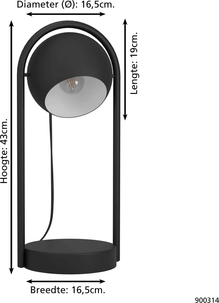 Eglo Murnia Tafellamp - 43 cm - Aluminium - Zwart/Wit