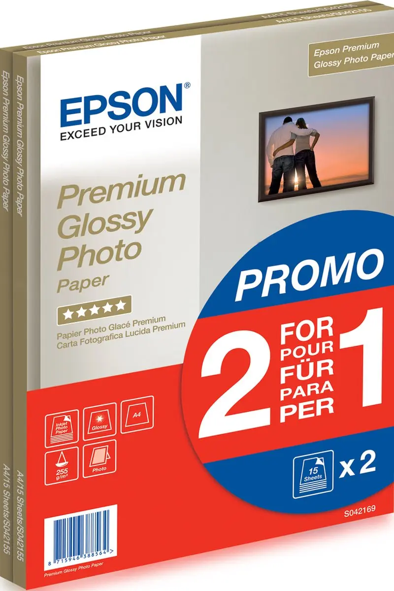Epson Premium Glossy Fotopapier C13S042169 - A4 255g/m² - 30 Vel