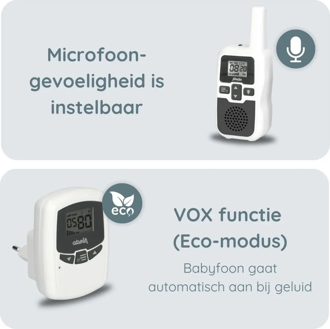 Alecto DBX-80 Babyfoon - 3km Bereik - Wit/Antraciet