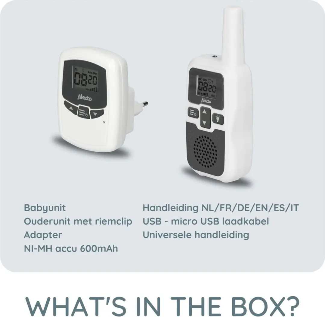 Alecto DBX-80 Babyfoon - 3km Bereik - Wit/Antraciet