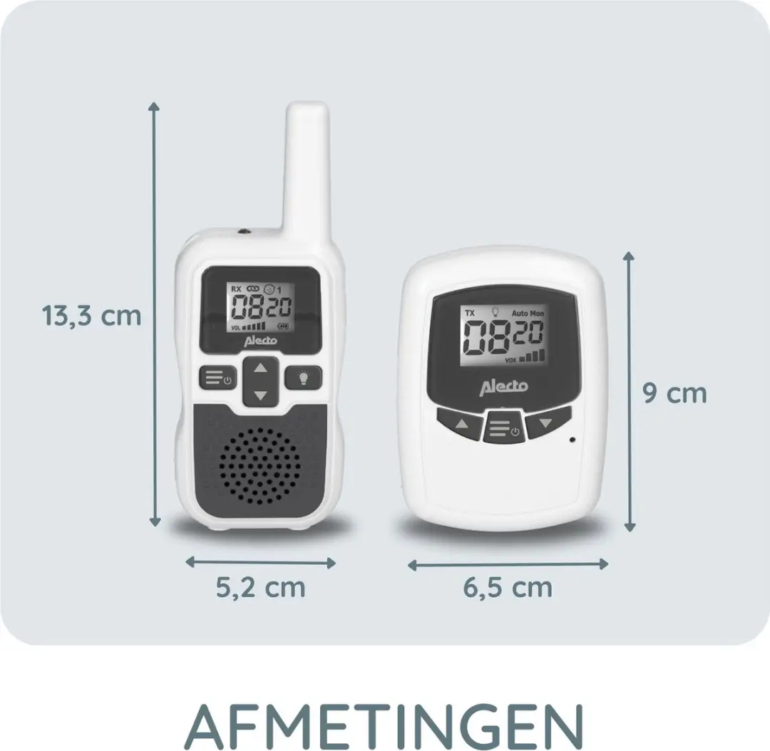 Alecto DBX-80 Babyfoon - 3km Bereik - Wit/Antraciet