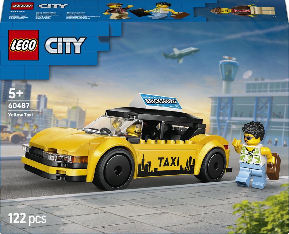 LEGO® City Gele Taxi - Modelautobouwset met 2 Minifiguren - Klassieke Speelgoedtaxi - 60487