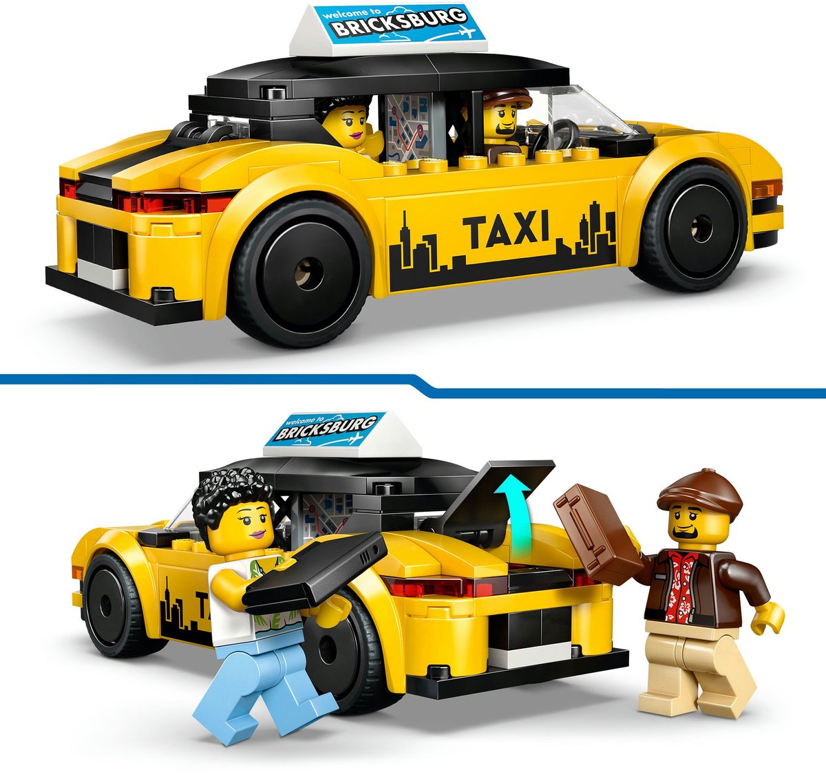 LEGO® City Gele Taxi - Modelautobouwset met 2 Minifiguren - Klassieke Speelgoedtaxi - 60487