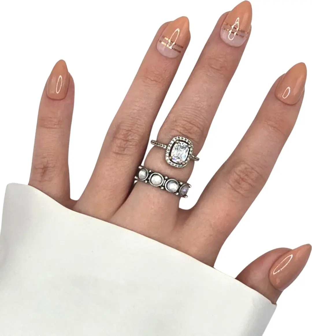 SD Press on Nails No. 28 Adagio Plaknagels - Medium Stiletto - Oranjenude - 20 Stuks