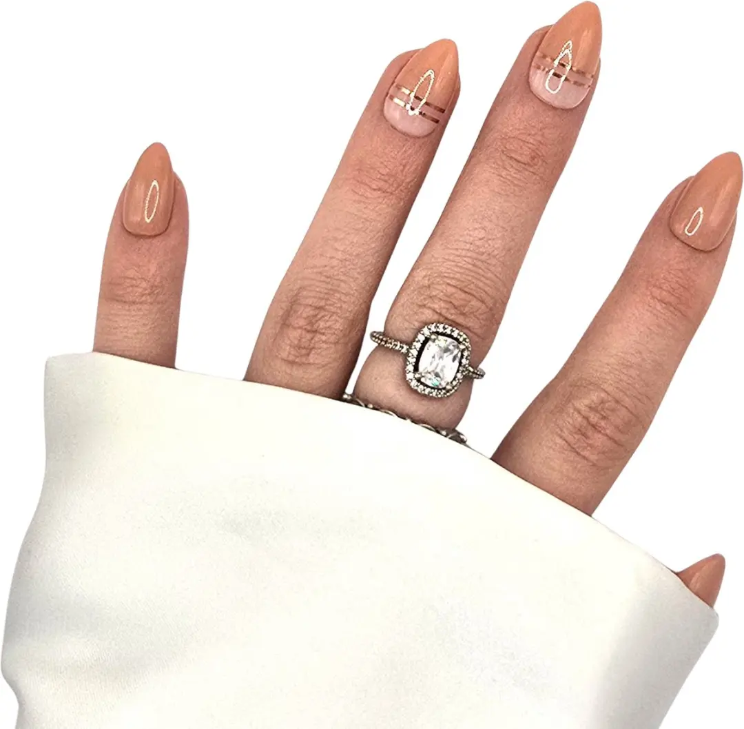 SD Press on Nails No. 28 Adagio Plaknagels - Medium Stiletto - Oranjenude - 20 Stuks