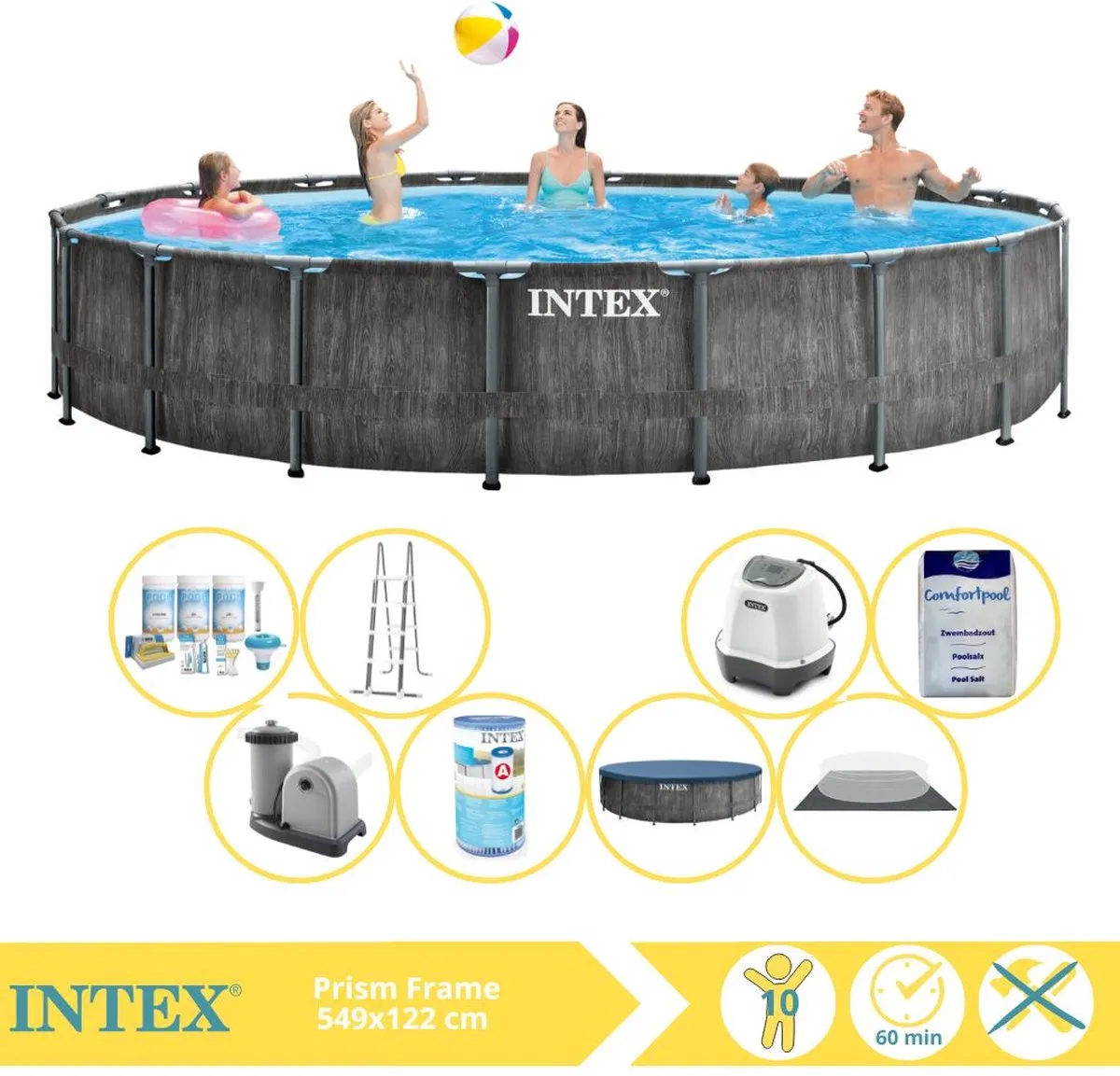 Intex Prism Frame 26744GN Opzetzwembad 549x122cm - Grijs