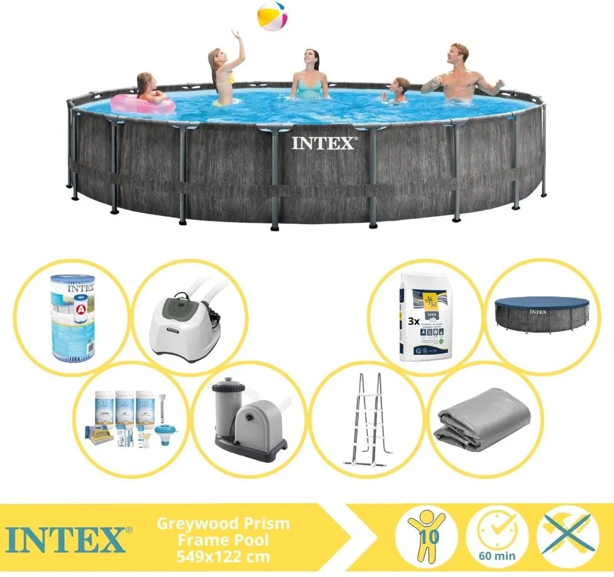 Intex Prism Frame 26744GN Opzetzwembad 549x122cm - Grijs