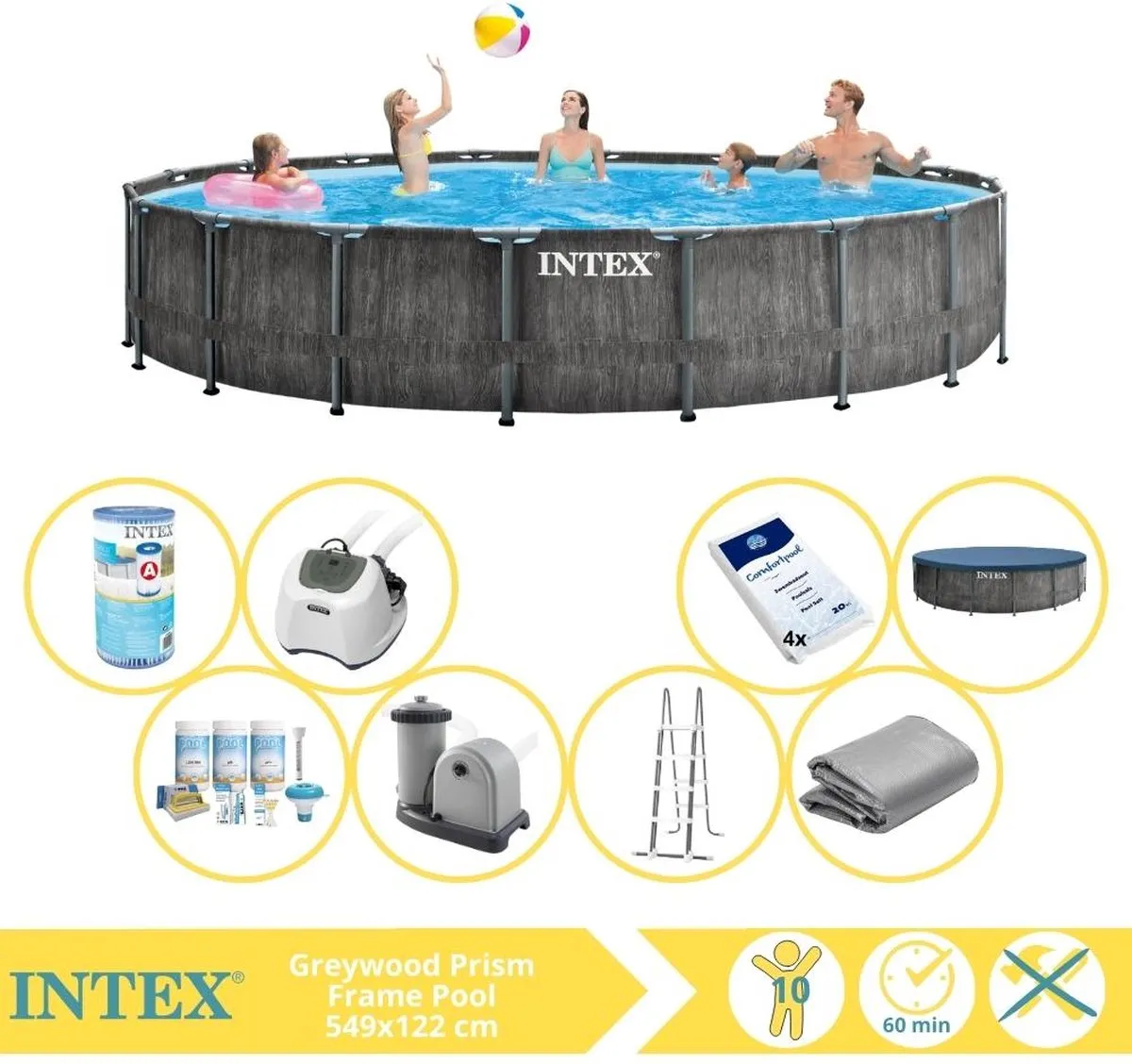 Intex Prism Frame 26744GN Opzetzwembad 549x122cm - Grijs
