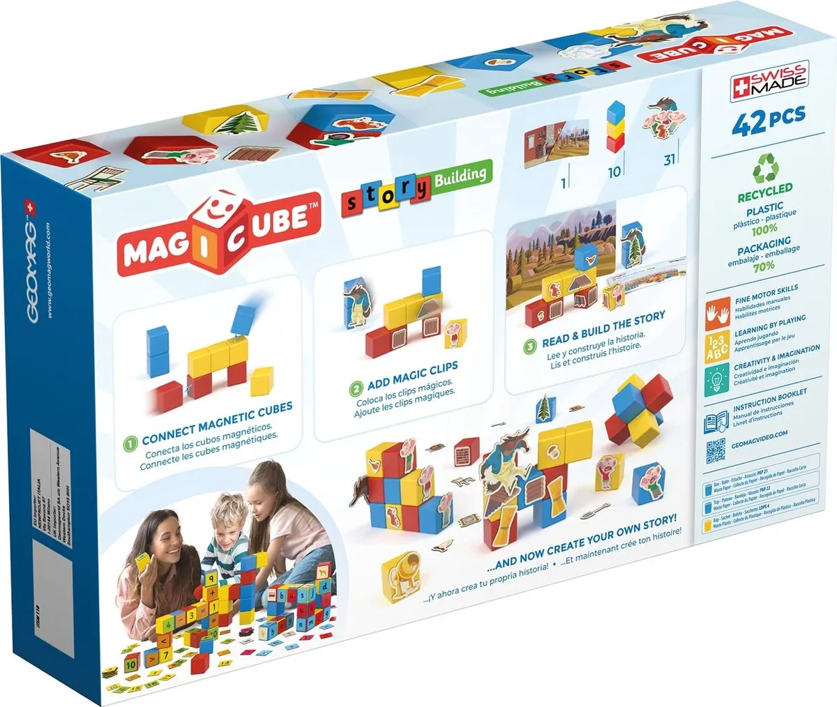 Geomag Magicube Story Building Three Little Pigs - 42 Stuks - Multikleur