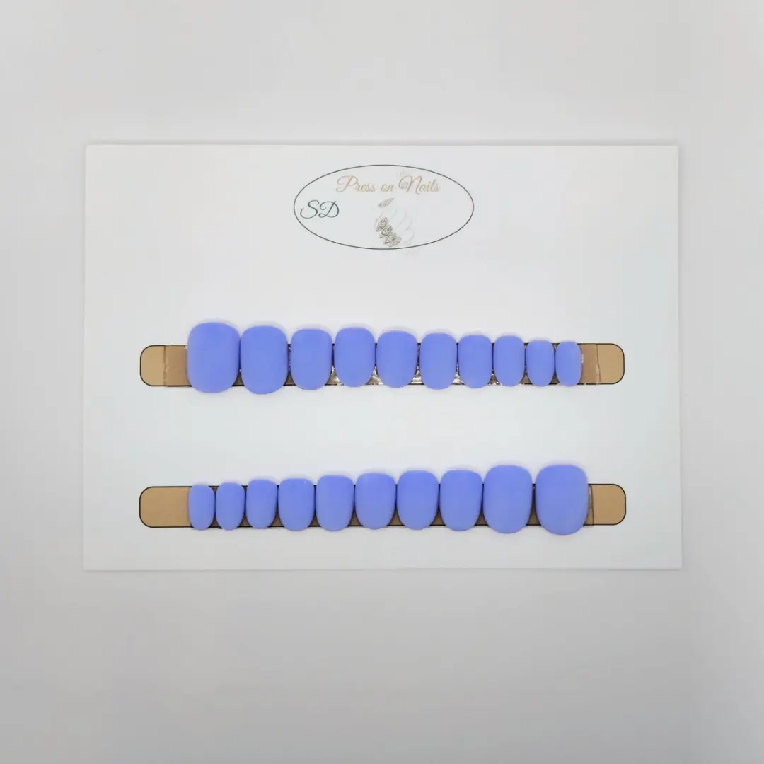 SD Press on Nails B-44 Lila Matte Plaknagels - 20 Stuks