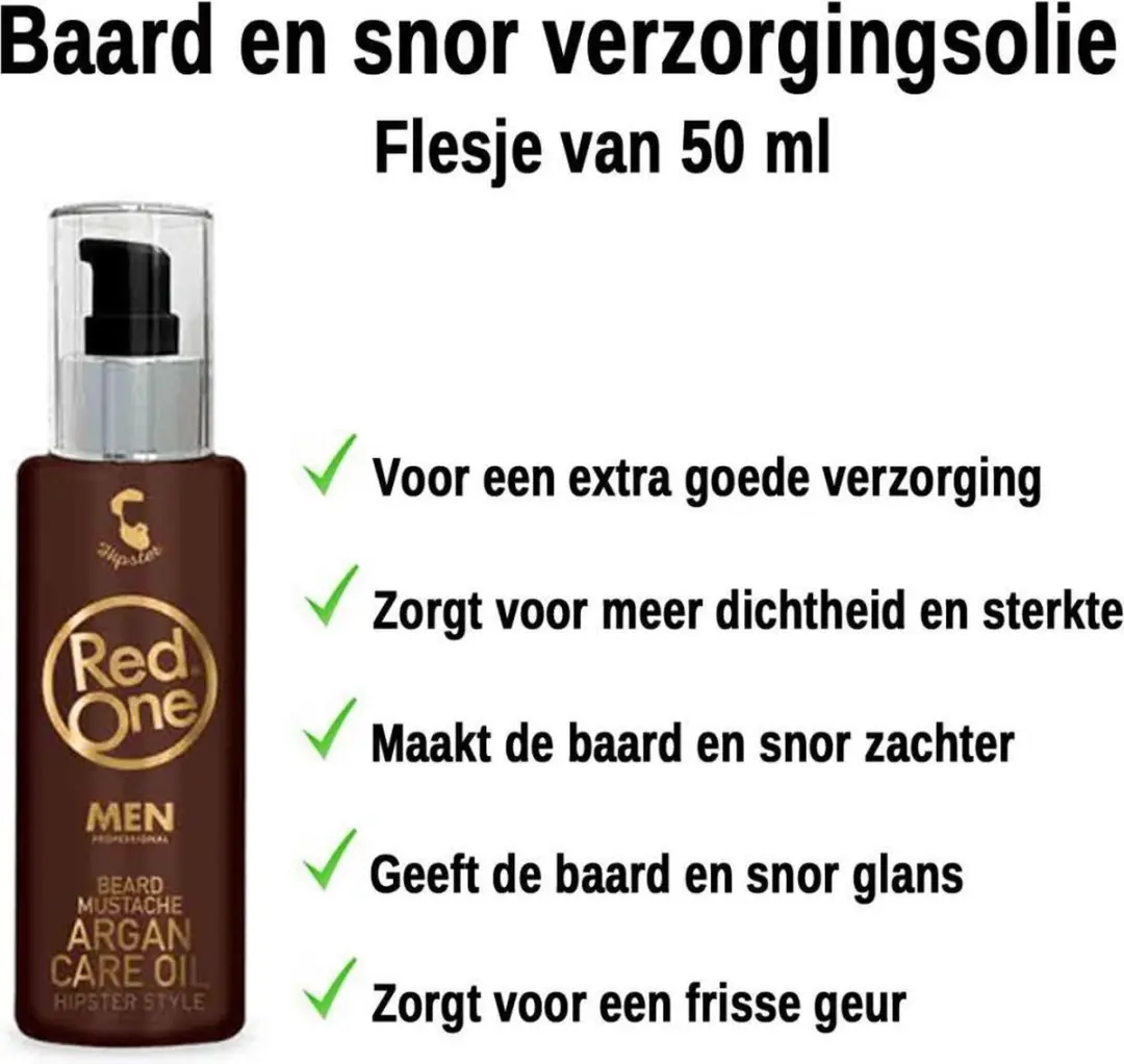 Red One Argan Olie Baard & Snor 50ml