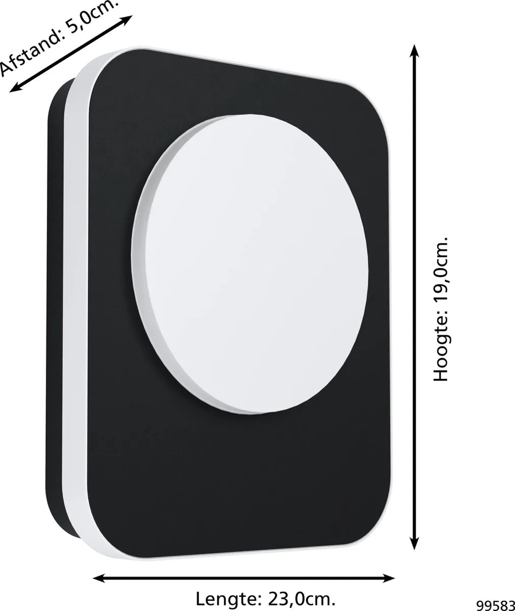Eglo Madriz Wandlamp Buiten LED 23cm - Zwart/Wit