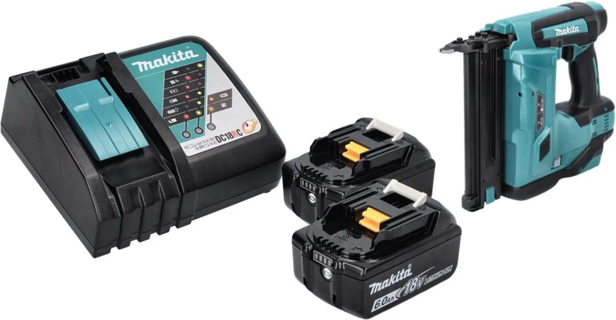 Makita DBN 500 RG Staande Spijkermachine - 18V - 2x 6.0Ah Accu + Lader