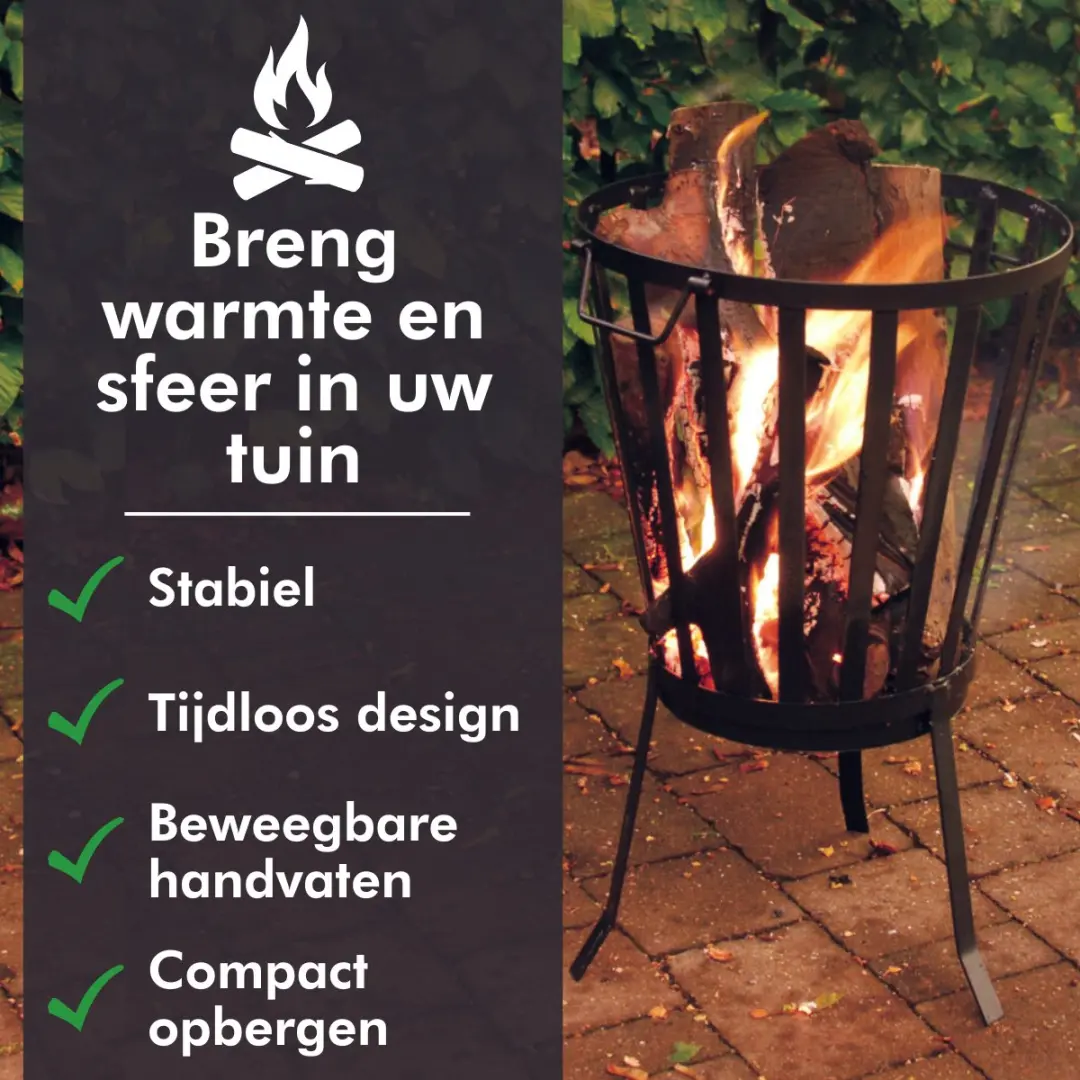 Esschert Design Vuurkorf Metaal 34x59cm - Zwart