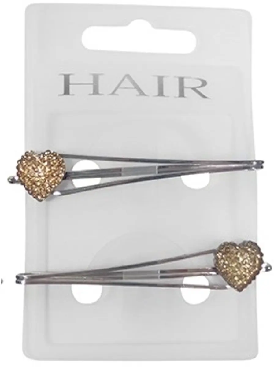 Haarsoires Schuifspeldjes 7cm - Hart Glitter Geel - 2 Stuks