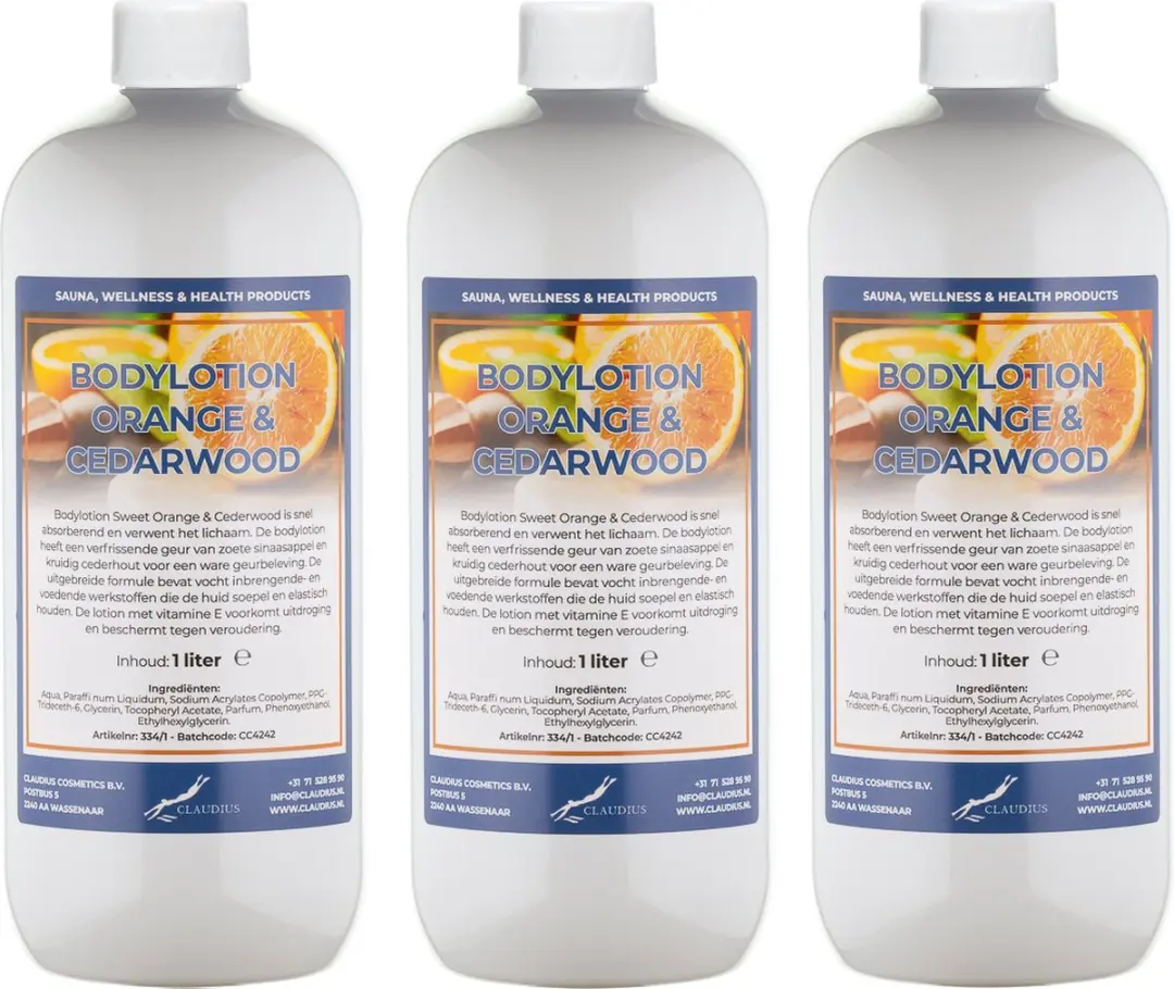 Splashbox Cosmetics Bodylotion Zoete Sinaasappel & Cederhout 1L - 3 Stuks