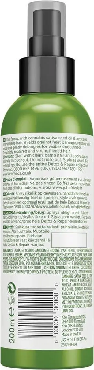 John Frieda Detox & Repair Spray - 4x250ml