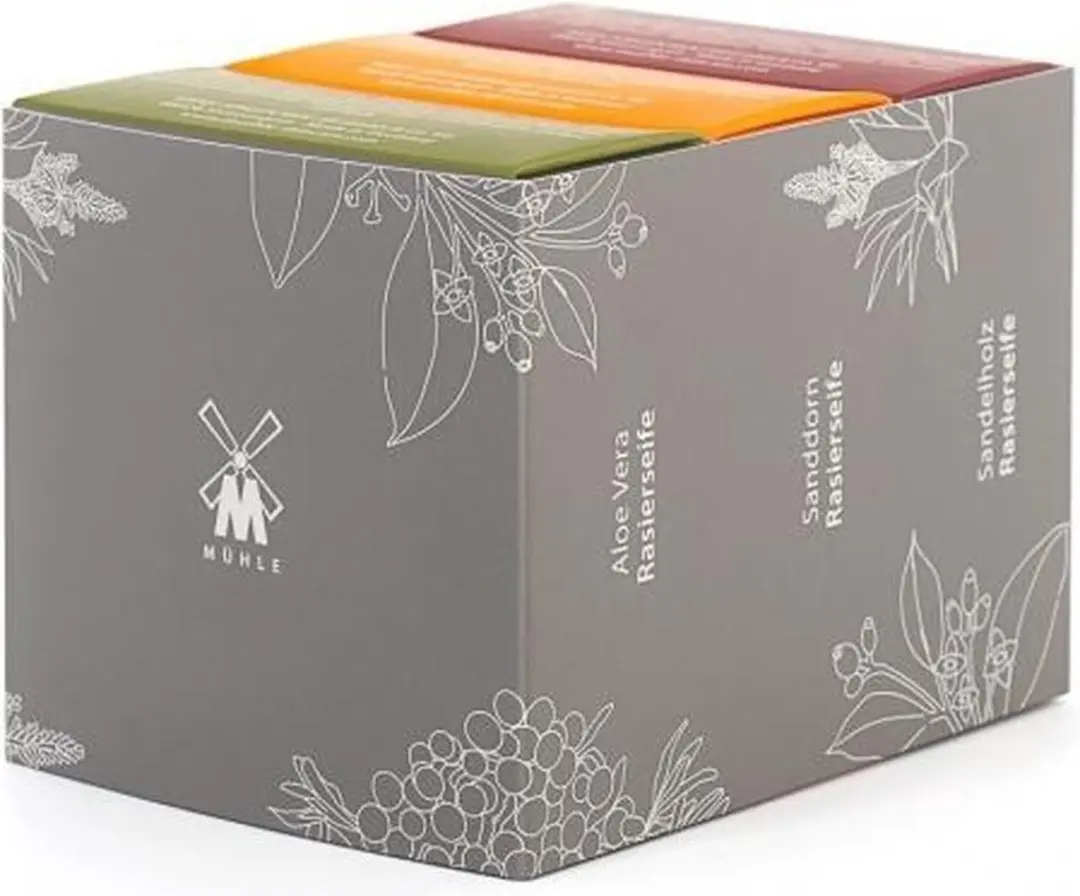 Mühle Trio Scheerzeep - Oranje/Grijs/ Groen/Rood