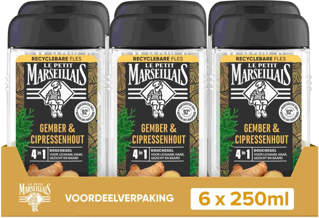 Le Petit Marseillais Douchegel Gember & Cipressenhout 6x250ml