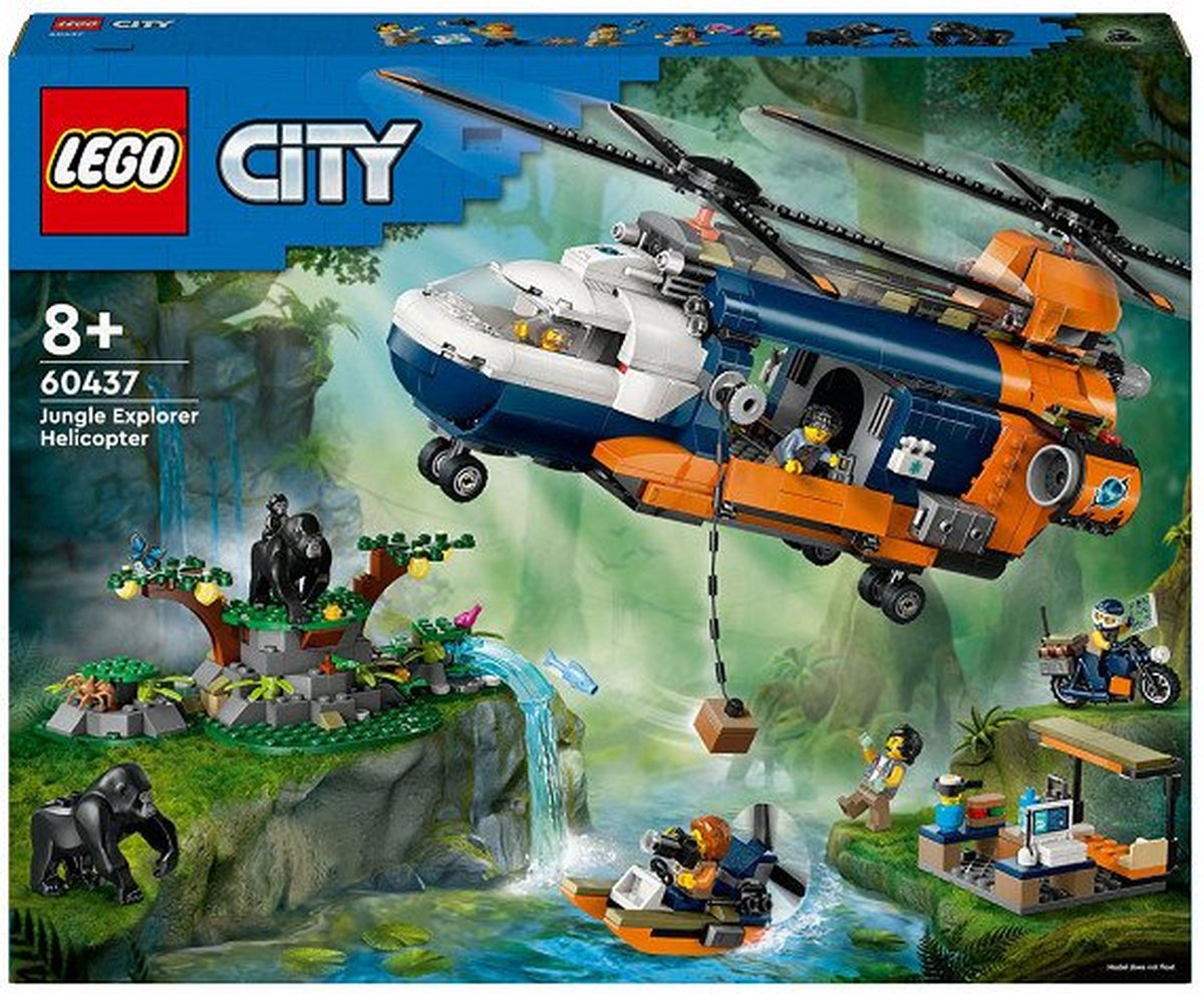 LEGO City Jungleonderzoekers: helikopter bij de basis set 60437
