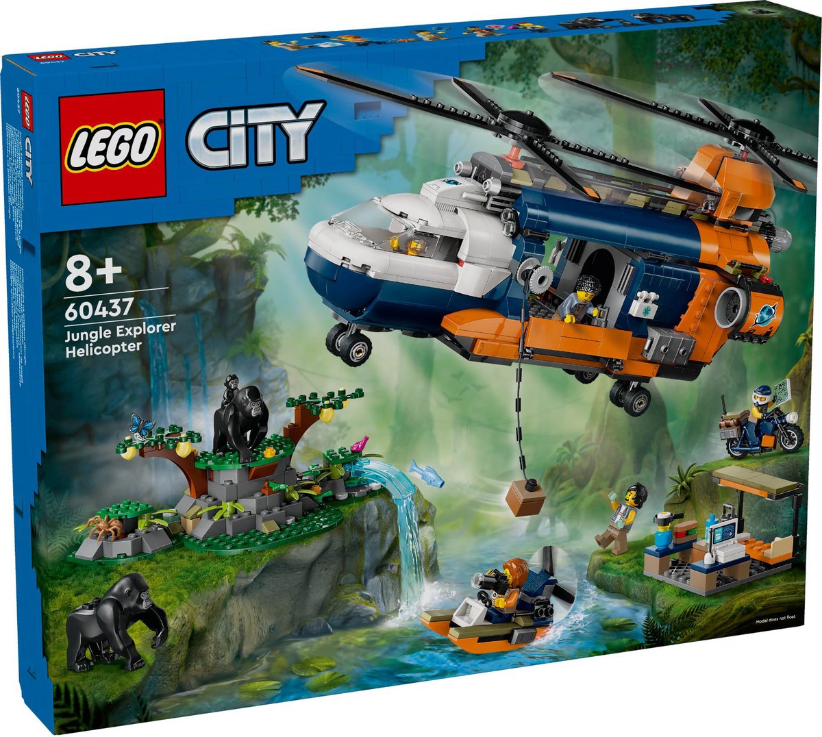 LEGO City Jungleonderzoekers: helikopter bij de basis set 60437