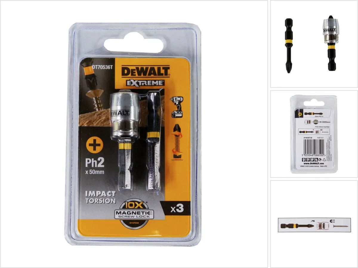 DeWalt DT70536T MagLock Bithouder met PH2 50mm Schroefbits