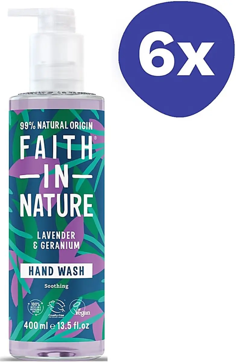 Faith In Nature Handzeep Lavendel & Geranium 6x400ml