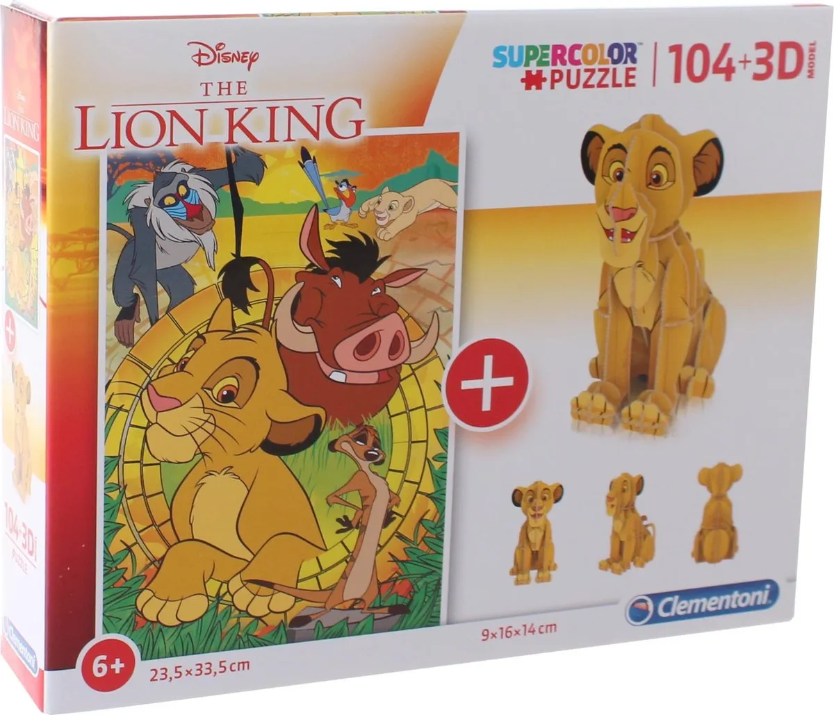 Clementoni The Lion King Legpuzzel & Bouwpakket 104 Stuks