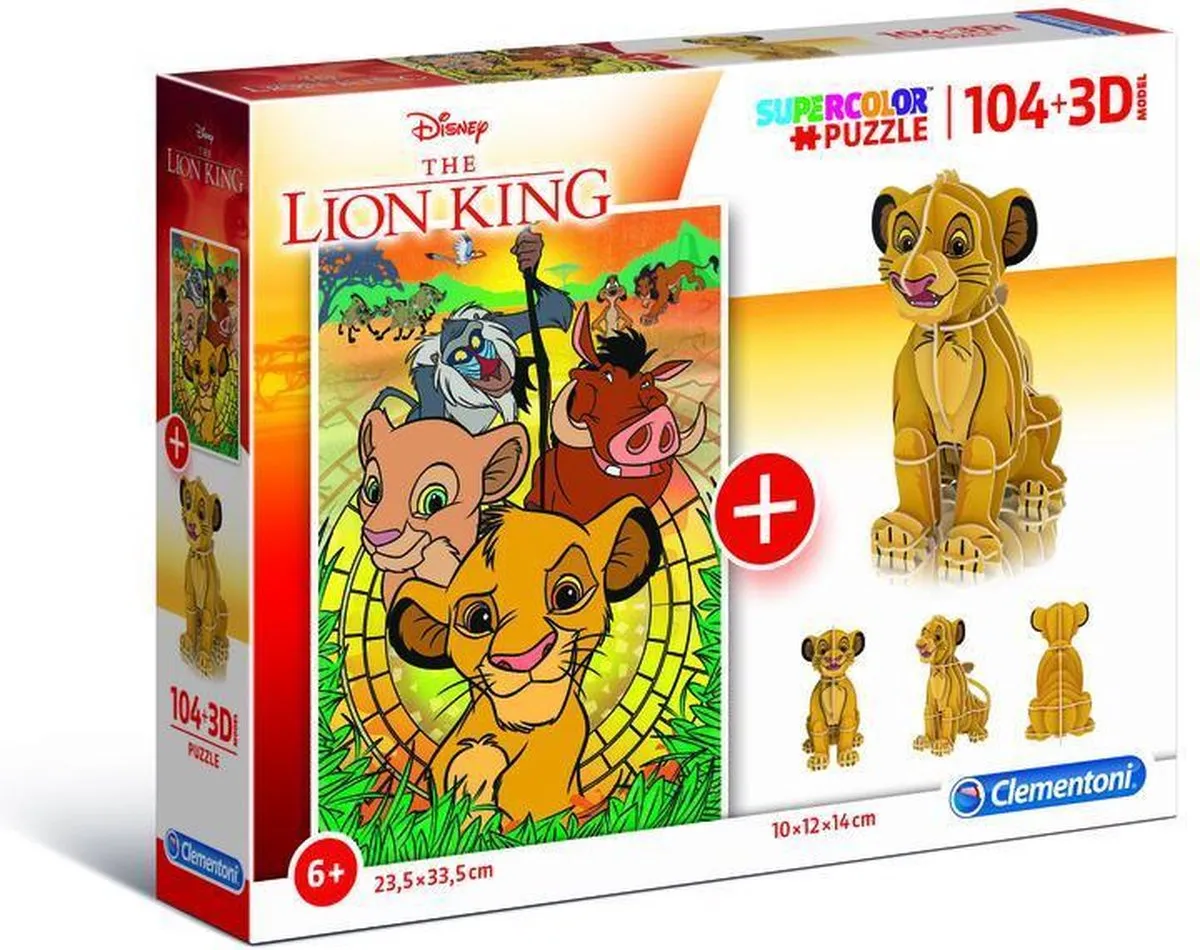 Clementoni The Lion King Legpuzzel & Bouwpakket 104 Stuks - Multicolor - afbeelding 3 van 6