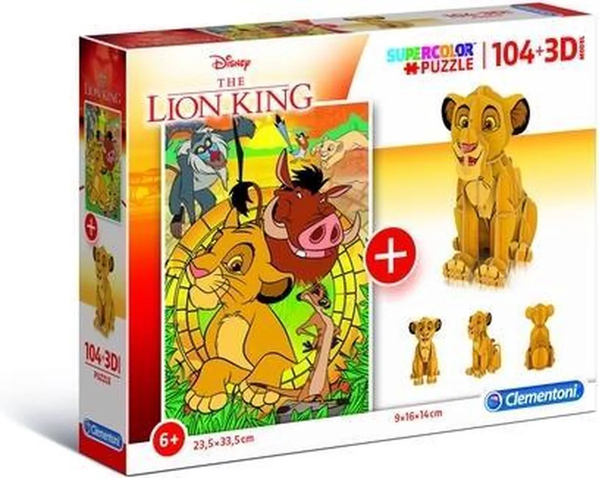 Clementoni The Lion King Legpuzzel & Bouwpakket 104 Stuks - Multicolor - afbeelding 5 van 6